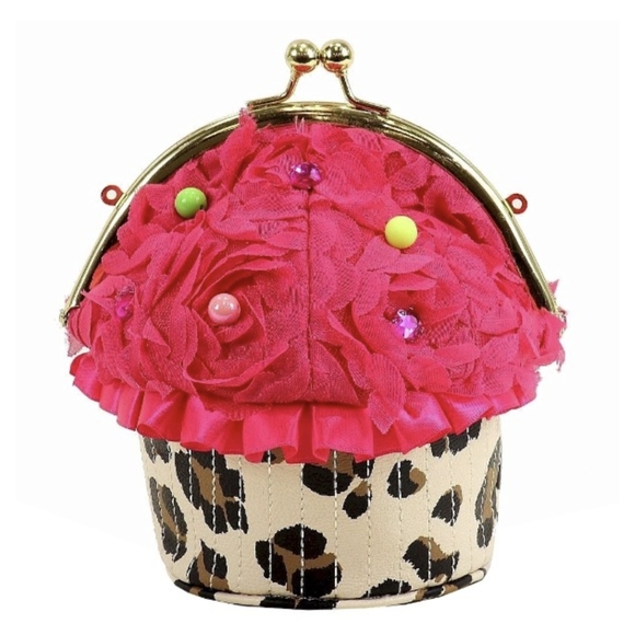 Betsey Johnson Pink And Leopard Print Kisslock Chain Strap Crossbody Bag NWOT - Picture 3 of 5